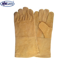 NMSAFETY 40cm brown split leather welding gloves/working glove